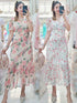 Summer Chiffon V-Neck Half Sleeves Side Slit Maxi Dress
